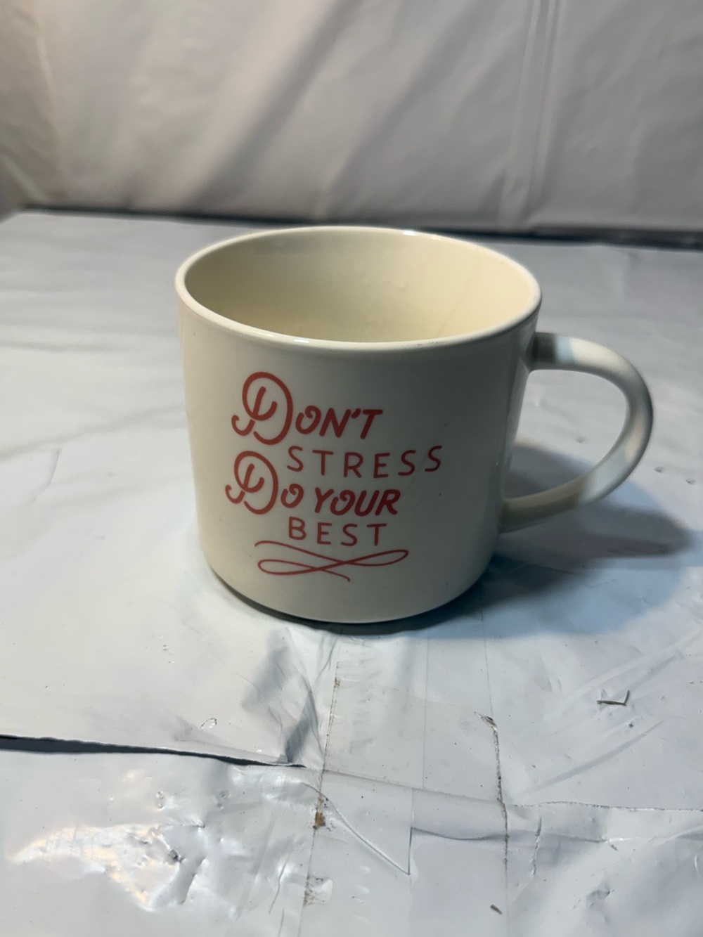 "Don't Stress Do Your Best" stoneware coffee mug 14 ounces